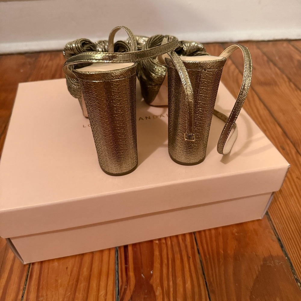 Loeffler Randall Metallic Gold Heels with Bow - Picture 4 of 5